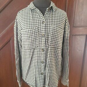 Hollister S Beige Black Heavy Plaid Button-Up Shirt